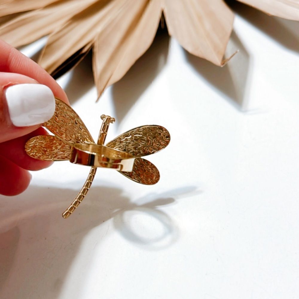 Anthropologie Gold Dragonfly Ring - Adjustable - Picture 3 of 3